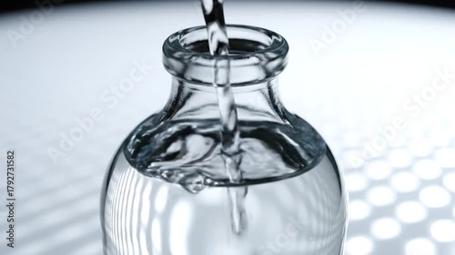 Pouring Water into Glass Bottle - Refreshing, Clean, and Pure.
