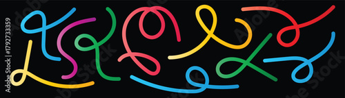 Colorful lines vector illustration design concept with pink, green, and blue art shapes creating a icon symbol decoration. Organic and Abstract Wave 3D Graphic Shapes Gradient Rainbow Color Lines EPS.