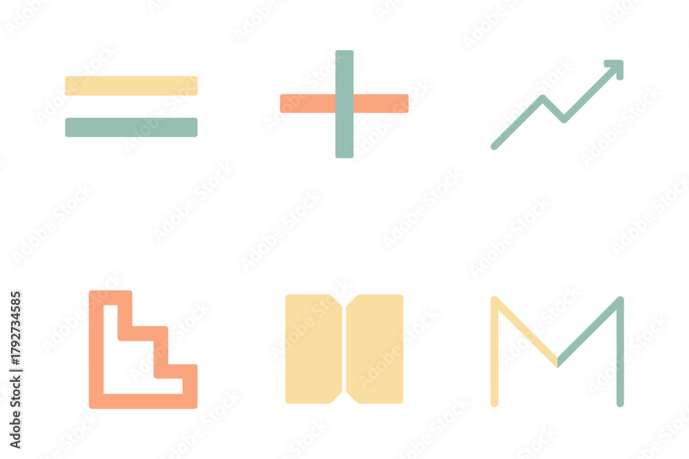 Obraz premium Minimalist geometric line art symbol collection with pastel tones