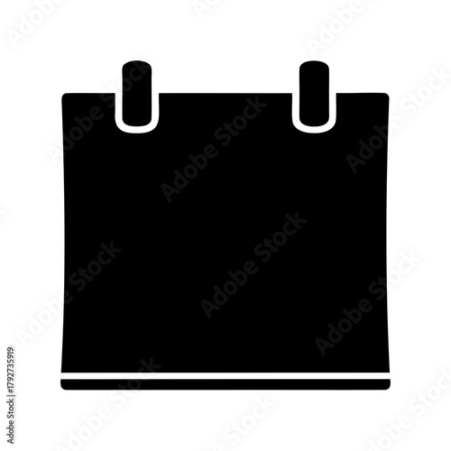 Stylized Black Calendar Icon with Two Ring Bindings for Schedule Keeping