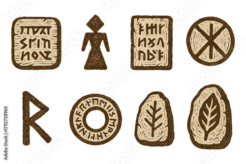 Ancient rune symbols collection featuring nordic and celtic design elements