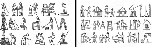 Engineer Illustration Vector, Builder Worker Art, Construction Crew Doodle, Project Work Clipart, Technical Drawing Sketch, Building Concept Design, Architecture Professionals Vector, Hard Work Art, C