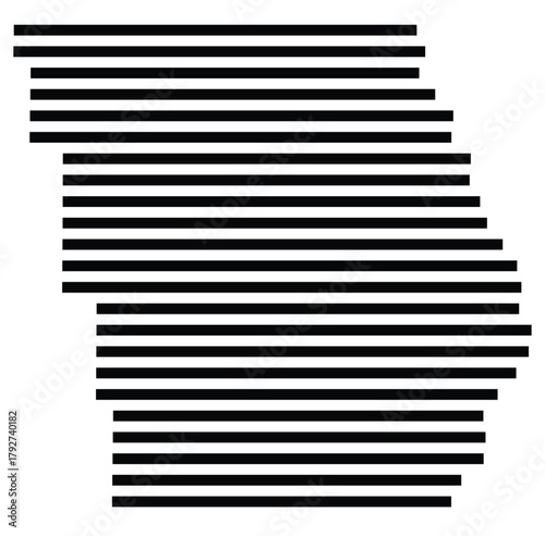 Symbol Map of the County Butler (Missouri, US) showing the County with a few black horizontal lines