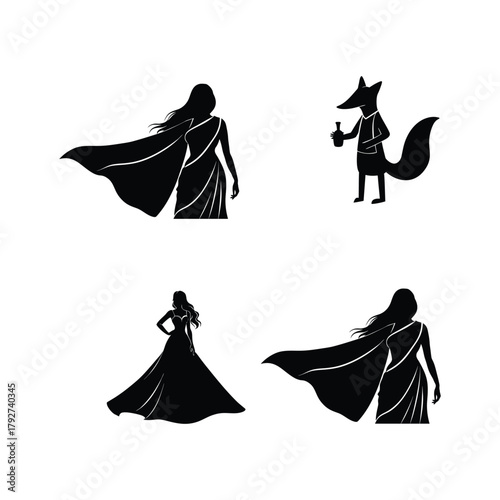 Elegant Women in Long Dresses Silhouette Set - Female Figures in Gowns

Vector Silhouettes of Beautiful Girls in Evening or Wedding Dresses
