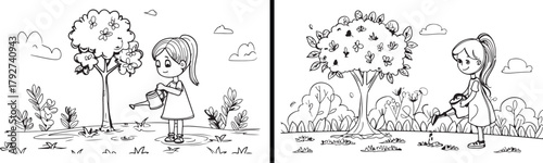 Nature Scene Illustration, Kids Activity Doodle, Family Picnic Art, Outdoor Play Vector, Garden Learning Drawing, Adventure Kids Cartoon, Park Day Design, School Trip Clipart, Green Landscape Sketch, 