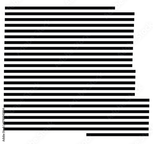 Symbol Map of the County Cass (Missouri, US) showing the County with a few black horizontal lines