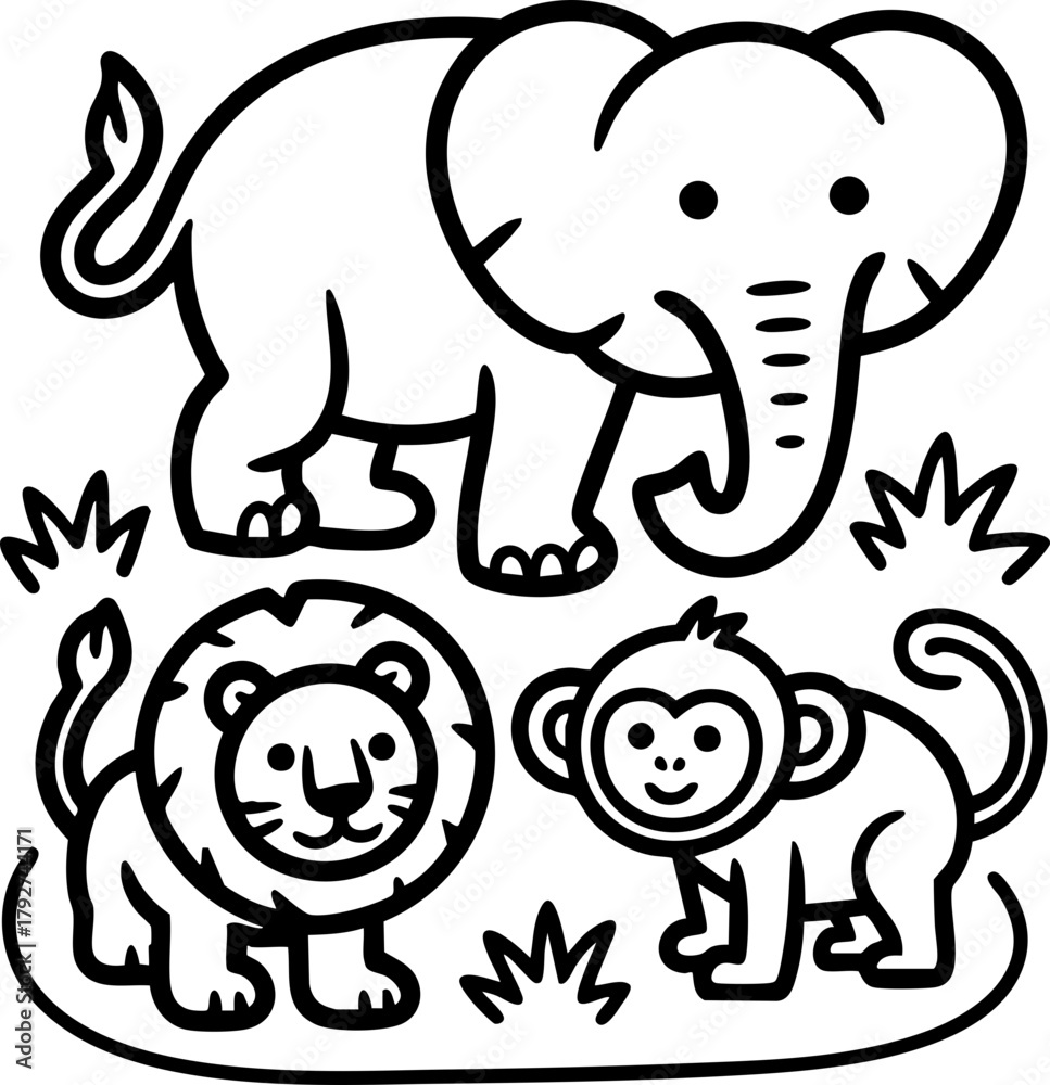 Obraz premium set of funny cartoon animals
