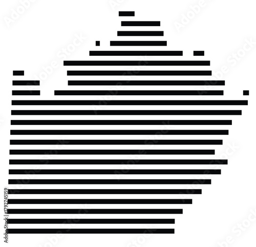 Symbol Map of the County Saline (Missouri, US) showing the County with a few black horizontal lines