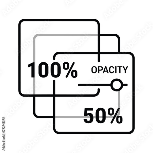 Two overlapping squares showing opacity levels of 100% and 50%