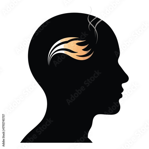 Conceptual image depicting burnout exhaustion or feeling overwhelmed with flames