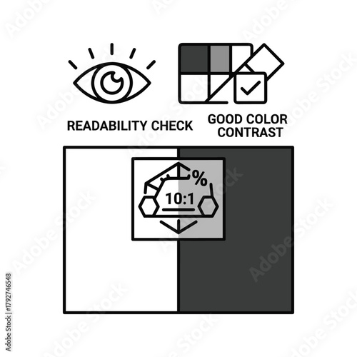 Readability check and good color contrast icon, graphic representation