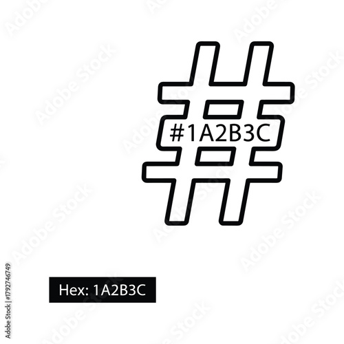 Hashtag symbol with hex code 1a2b3c