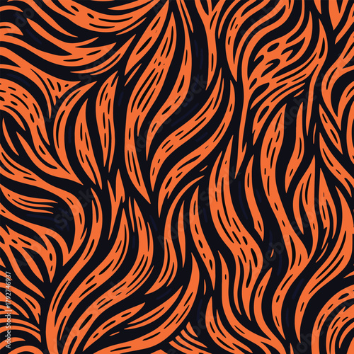 Tiger skin pattern vectand illustration with wild animal fur stripes and texture background, ideal fand decandative wallpaper, fabric prints, tile, and creative surfaces.