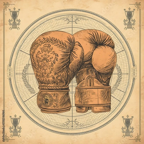 Vintage Boxing Gloves Illustration