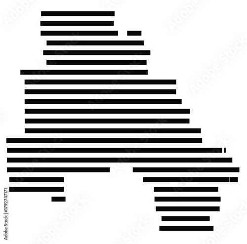 Symbol Map of the County Flathead (Montana, US) showing the County with a few black horizontal lines