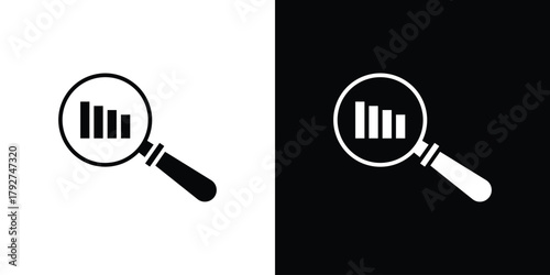 Analysis icon flat design. Modern style in black color.