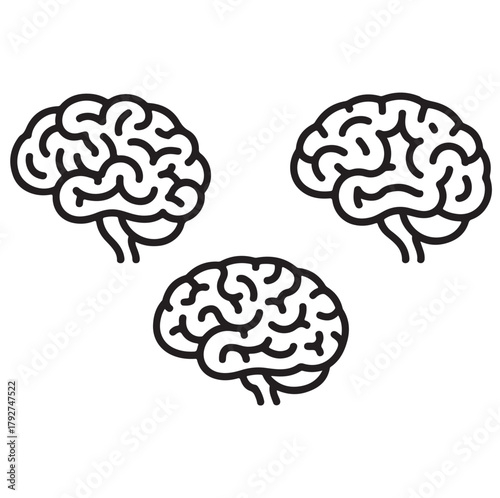 Brain illustration collection for science, psychology, and education themes