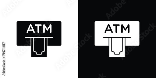 atm cash icon flat design. Modern style in black color.