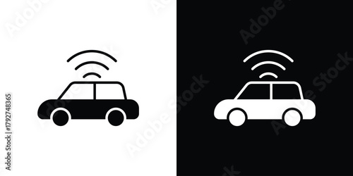 Autonomous car icon flat design. Modern style in black color.