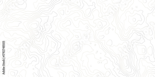 Abstract topographic map background with soft contour lines on a white surface. Minimal geographic elevation pattern ideal for modern design, mapping, landscape, and technology themes.