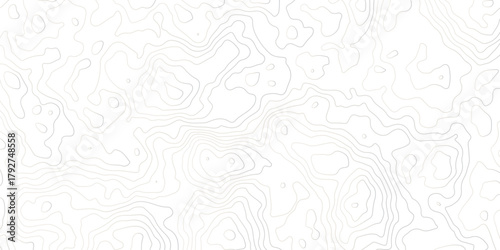 Abstract topographic map background with soft contour lines on a white surface. Minimal geographic elevation pattern ideal for modern design, mapping, landscape, and technology themes.