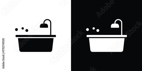 Bathtube icon flat design. Modern style in black color.