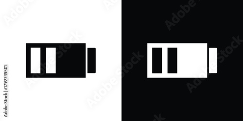 Battery icon flat design. Modern style in black color.