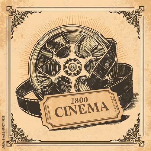 Vintage Cinema Reel Ticket