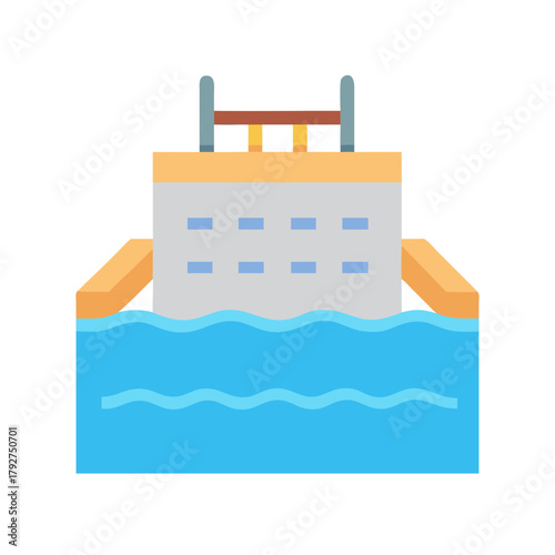 Flat design swimming pool illustration against a black background