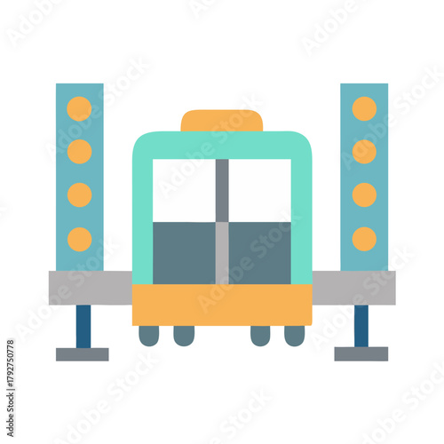 Flat design amusement ride attraction on a black backdrop