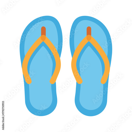 Pair of blue flip flops against a black background