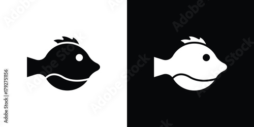 Blowfish icon flat design. Modern style in black color.