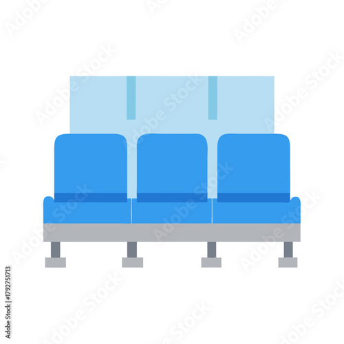 Flat vector illustration of blue airport waiting seats