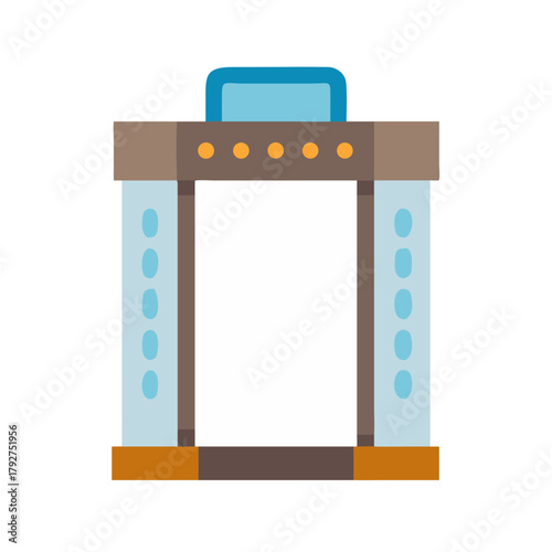 Minimalist flat illustration of a futuristic scanner portal gate
