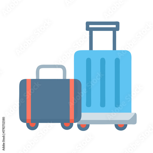 Stylized suitcase and luggage icon on black background illustration