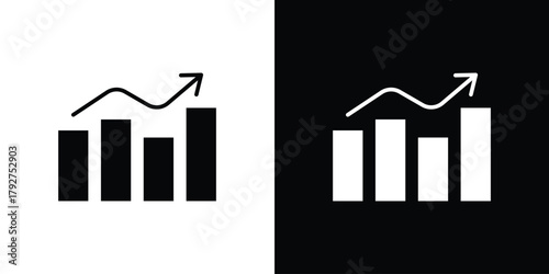 Business performance icon flat design. Modern style in black color.