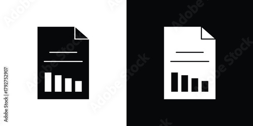Business report icon flat design. Modern style in black color.