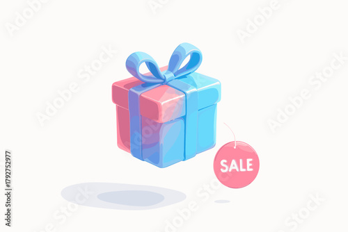 Delight gradient soft floating minimal geometry glossy volumetric transparency vector gift icon