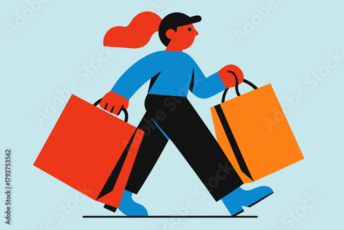 Shapes shopper red palette color bold stylized vector limited s bright icon