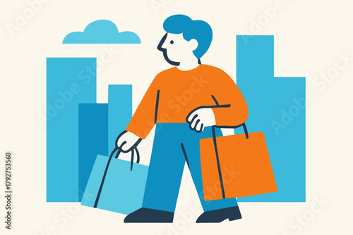 Contrast soft geometric icon white vector detail city blue shopping cool orange