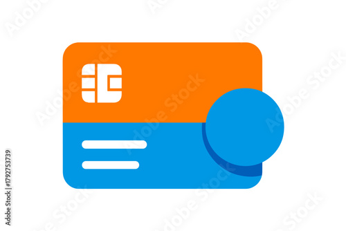 Simple card icon chip compose vector чіткі shapes orange blue k flat