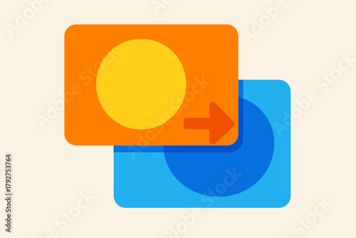Bright clarity blue transaction cards orange geometric yellow layering icon colorful vector