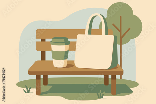 Modern illustration icon sky eco flat essentials bench typography no vector letters