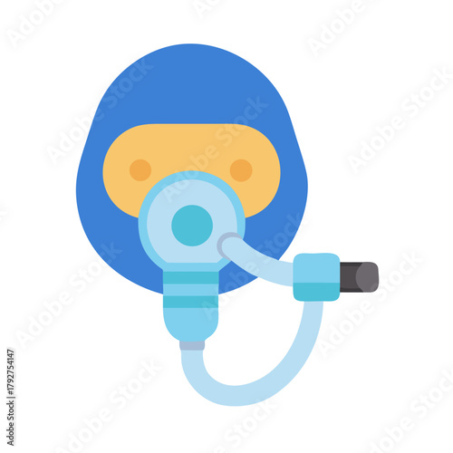 Isolated flat illustration of a scuba diving helmet and mask
