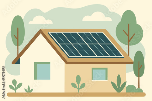 Vector any negative eco solar icon punctuation no emojis geometric roof flat