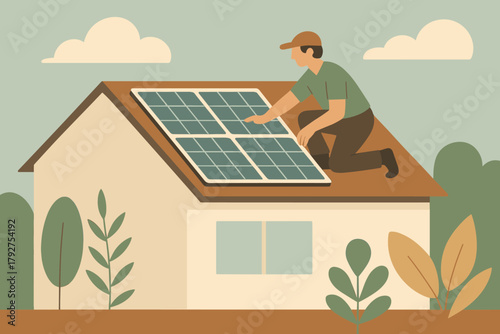 Backyard icon letters no sage inspecting panels characters solar vector plants muted