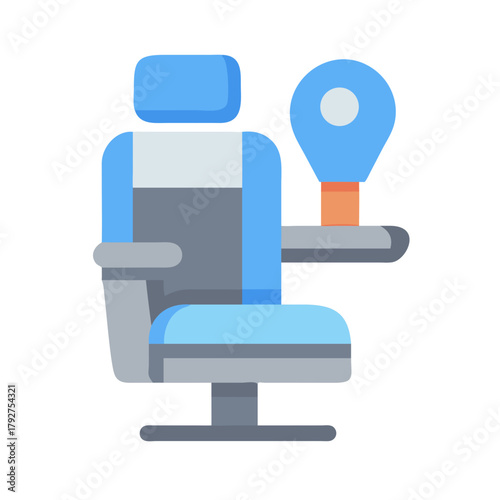 Dental chair vector illustration on black background with lamp