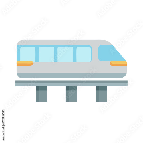 Flat design light rail transit system on dark backdrop