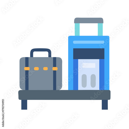 Minimalist design of suitcases on a luggage cart