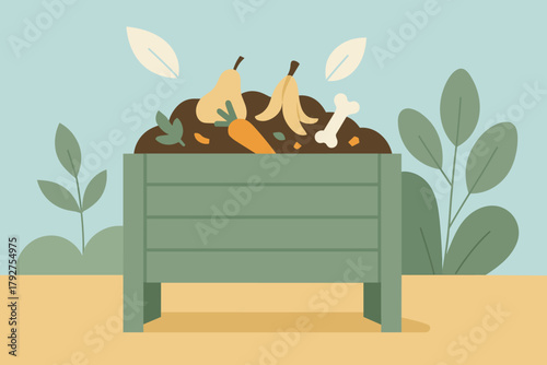 Bin letters minimalist vector brown chinese compost no sand marks numbers icon